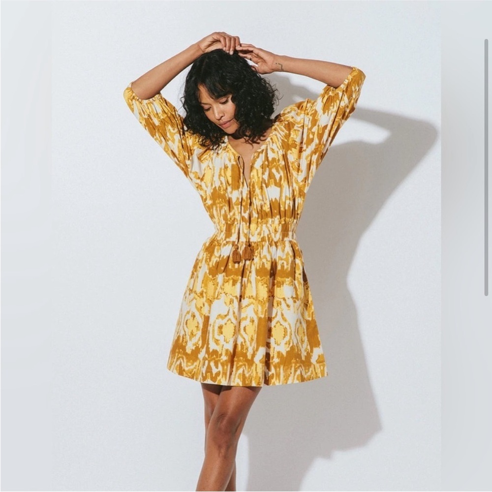 Cleobella Aubrey Split-Neck 3/4-Sleeve A-Line Mini in Dress - Picture 2 of 5